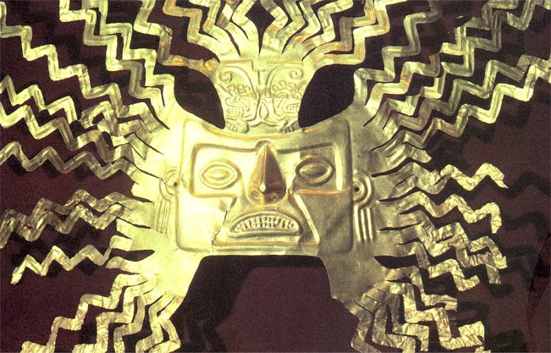 Máscara inca do deus do Sol.