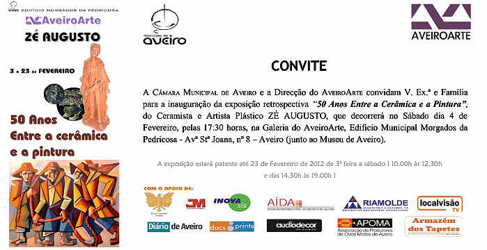 Convite para a Exposi��o �50 Anos entre a Cer�mica e a Pintura� - Clicar para ampliar.
