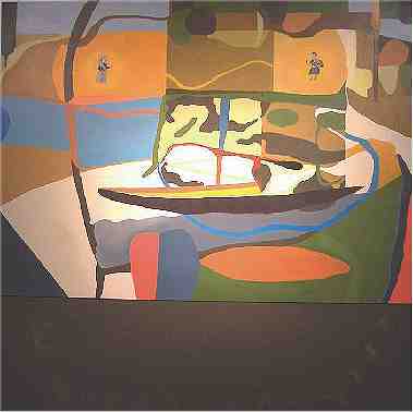 Cr�nicas de um viajante - Chronicles of a traveller | T�cnica mista s/ tela e metal e madeira - Mixed technique on canvas and metal and wood | 175x175 cm. 2005