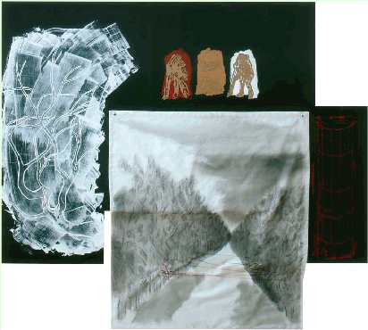 Abra�as-me t�o perto como se estivesses t�o longe (2� cena) You hold me so close as if you were so far (2nd scene) | T�cnica mista - Mixed technique | 128x140 cm. 2006.