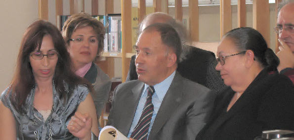 Apresenta��o da Antologia, 19 de Maio de 2008. Da esquerda para a direita: Rosa Maria Oliveira, Eug�nio Beir�o (Jo�o Rodrigues Gamboa), Id�lia S� Chaves e Artur Fino.