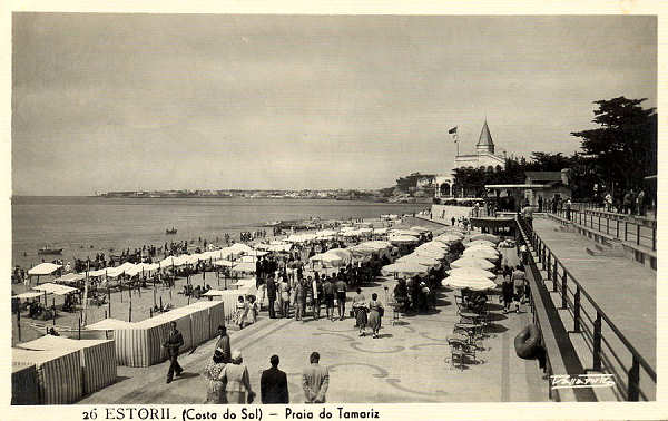 N.� 26 - Estoril (Costa do Sol) Praia do Tamariz - Colec��o Passaporte (Loty) - S/D - Dimens�es: 14x9 cm. - Col. Vieira Pinto (circulado em 19-09-1952).