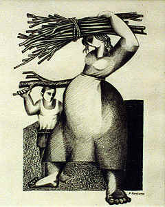 �M�e e filho carregando lenha�, desenho a l�pis - p�g. 31