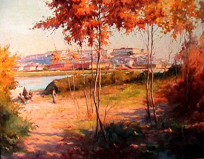 Coimbra rom�ntica vista da margem esquerda, na vis�o do pintor Carlos Ramos.