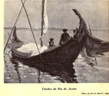 Trechos da Ria de Aveiro. �leo da pintora Maria E. Lapa